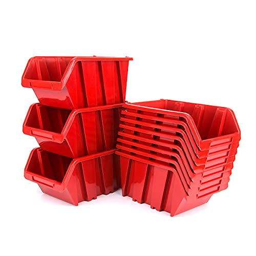 36er Set Stapelboxen Sichtlagerboxen für Kleinteile Kunststoff Rot 115mm x 80mm x 60mm