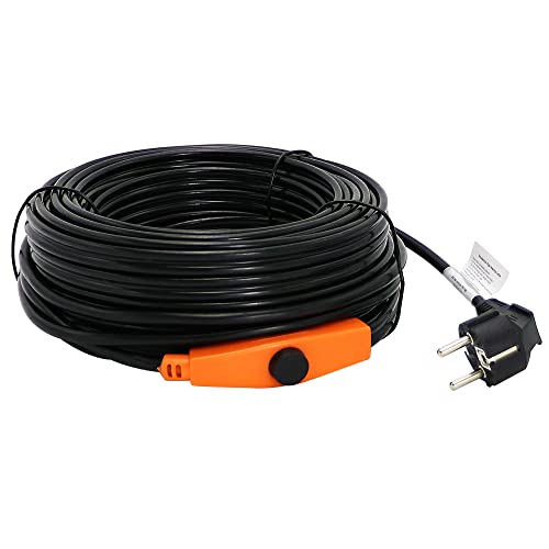 MincoHome 16w/m Self-regulating Heating Cable with Mini Temperature Controller Warm Wire Pipe Anti-Freeze Protection Heating Line with Plug (4m)