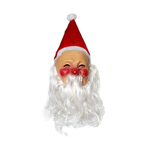 WELLDOER Weihnachtsmann-Latex-Maske, Kopfbedeckung, halbes Gesicht, Kopfschmuck, Partyzubehör für Erwachsene, Festival, Kostüm, Cosplay, Requisiten, Zubehör, Weihnachts-Kopfbedeckung