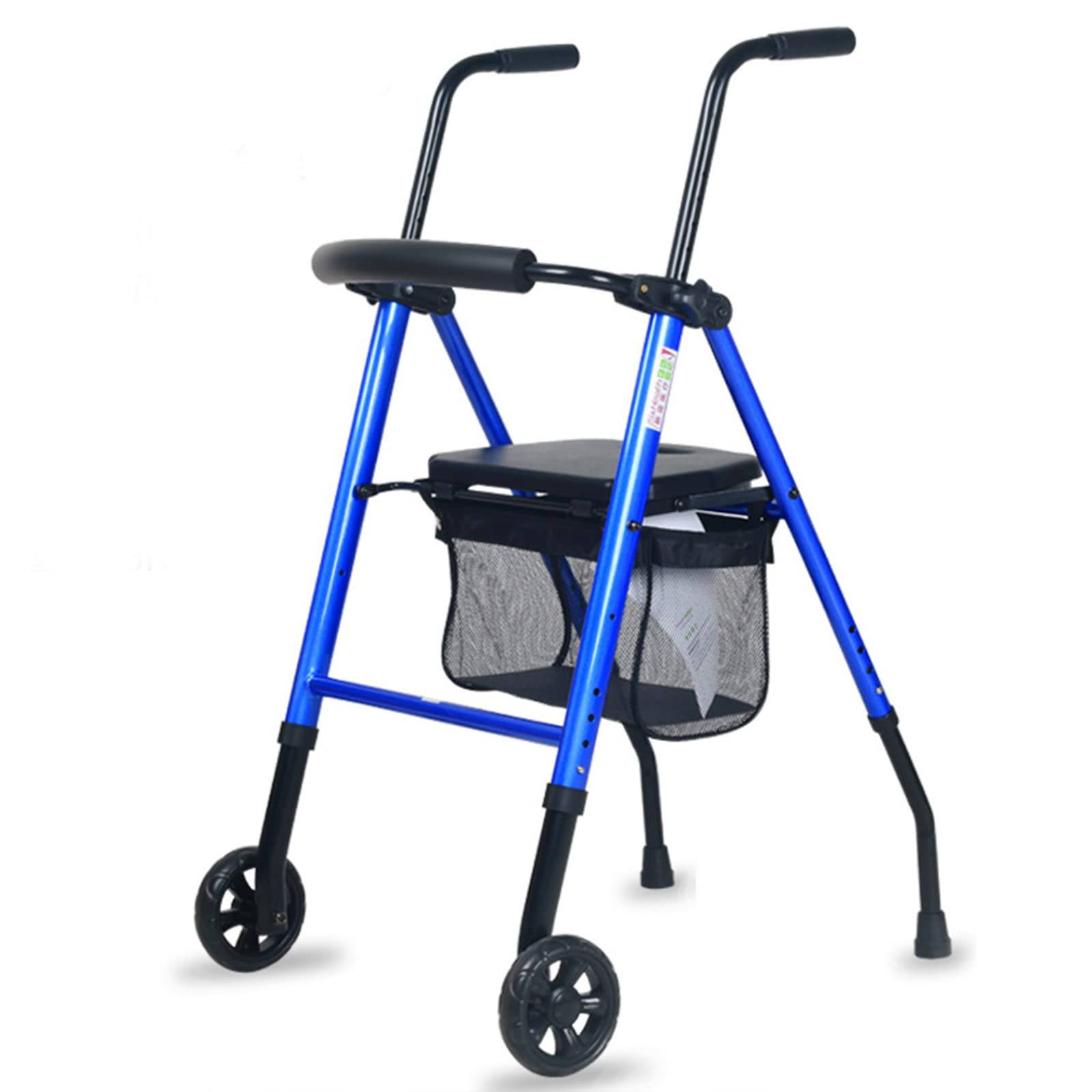 Leichte Rollen Mit Sitz,Ultraleichte Rollen,Leichte Aluminium-Roller Sitz Und Korb,Einfach Verstellbarer Rollator-Sitz Armlehnen,Blau