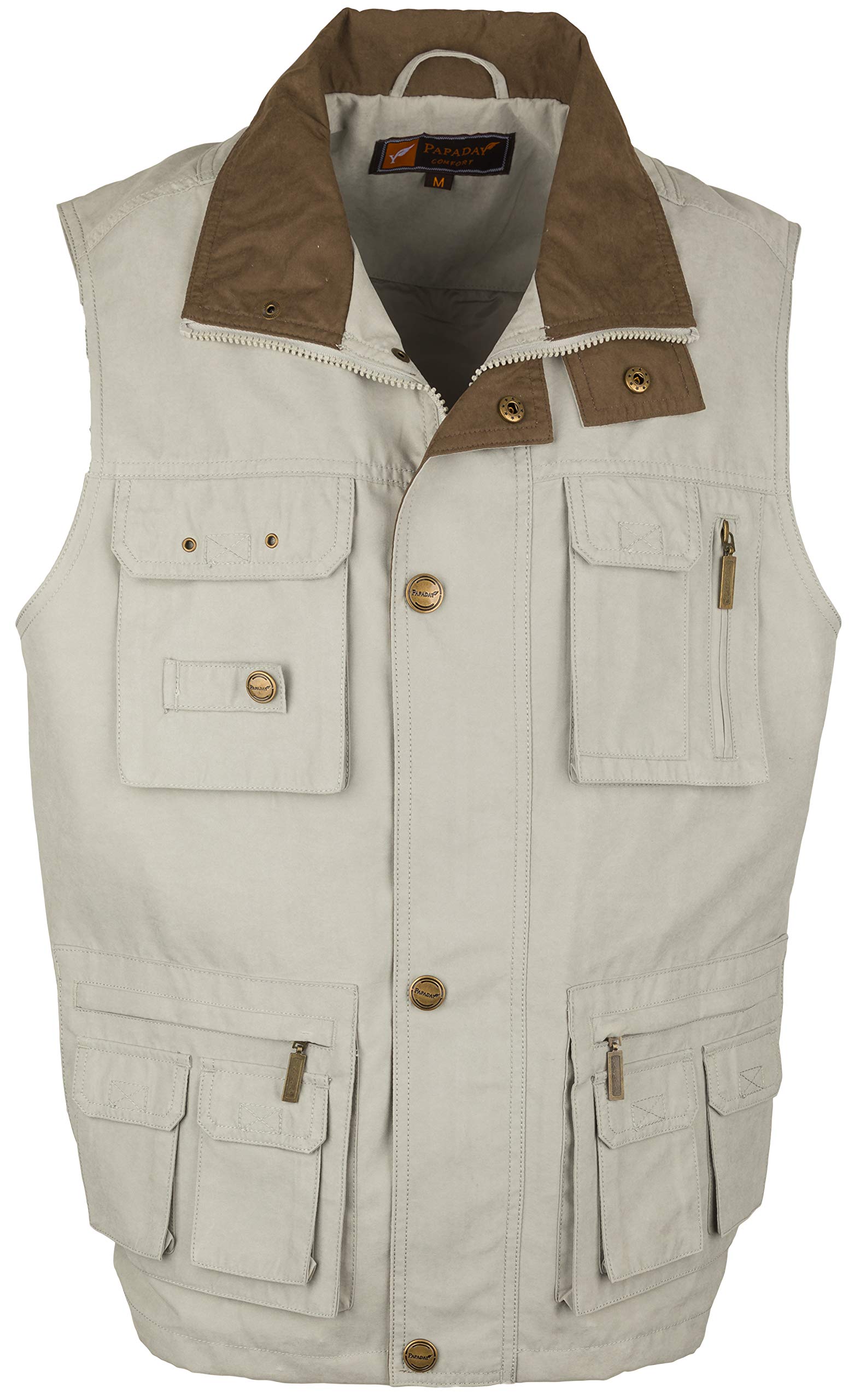 SOUNON Herren Micofaser Weste, Outdoor-Weste Beige, Groesse: XL