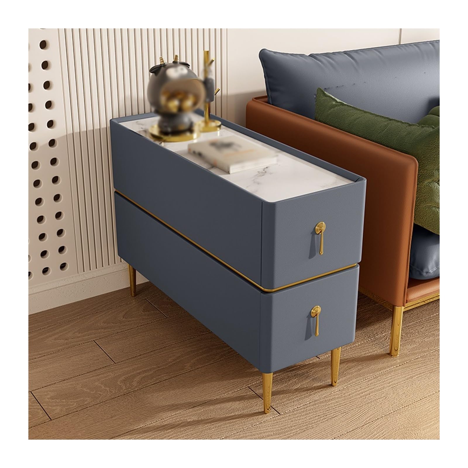 FUHAI-666 Sofa Sideboard Licht Luxus Massivholz Ultra schmale kleine Sandwich Beistelltisch Wohnzimmer Leder Sideboards(D)