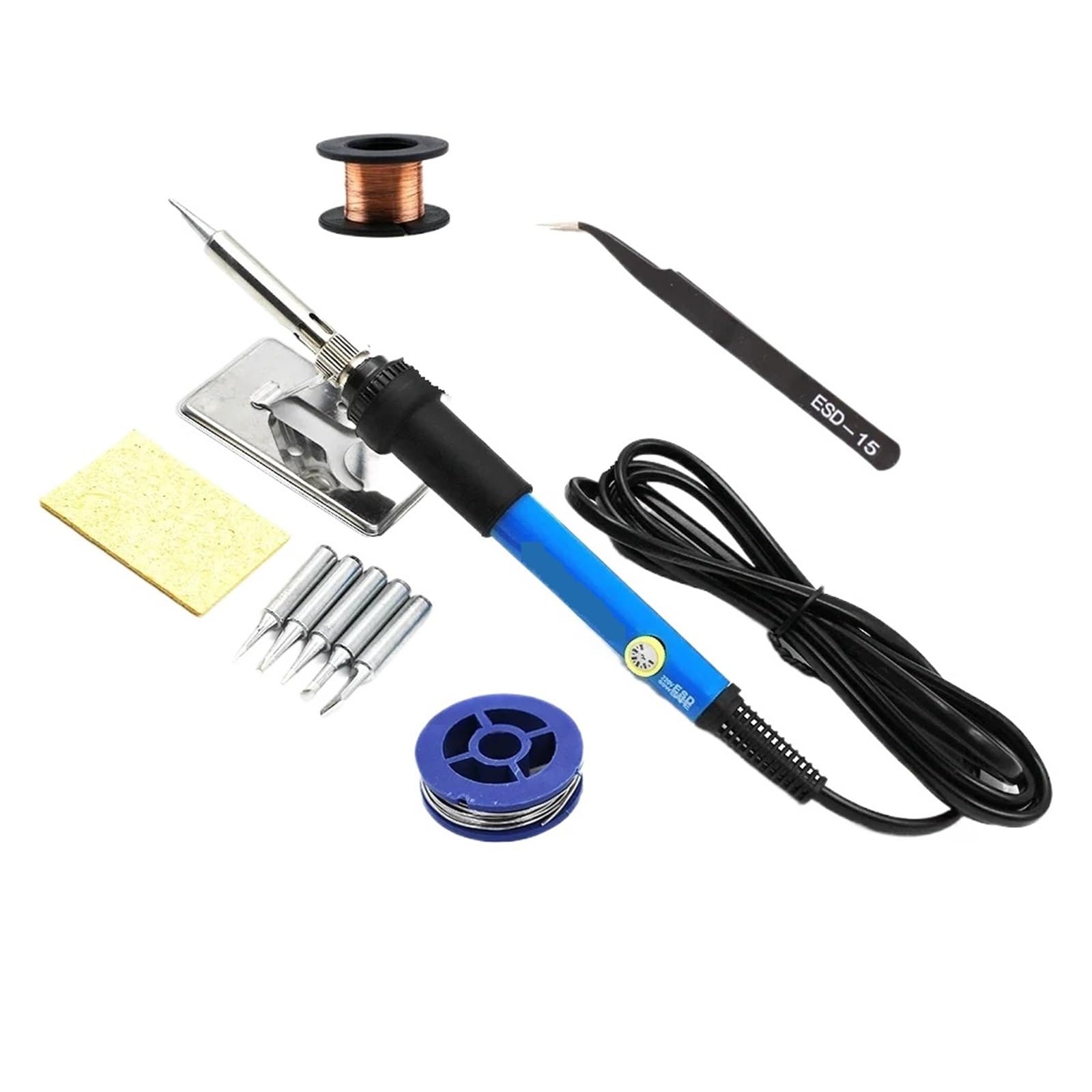 WLLKIY Elektrischer Lötkolben 60W Einstellbare Temperatur Schweißen Rework Solder Reparatur Tools Kit Sicher Und Stabil(Set-2)