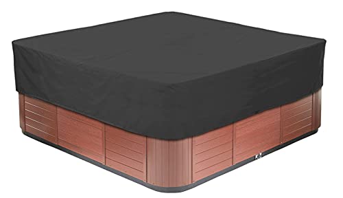 BaCover Outdoor Whirlpool Abdeckung, 210D Oxford-Gewebe Wasserdicht Spa Hot Tub Pool Abdeckun Quadratische Pool-Staubschut Mehrere Größen zur Auswahl,Schwarz,239x239x50cm