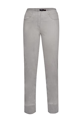 Robell Style BELLA09-7/8 Damen Jeans Straight - Jeanshose Damen high Waist - Stretch Jeans Hose mit Aufschlag und Gesäßtaschen - Bitte Zwei Größen Kleiner bestellen - Light Grey, 46