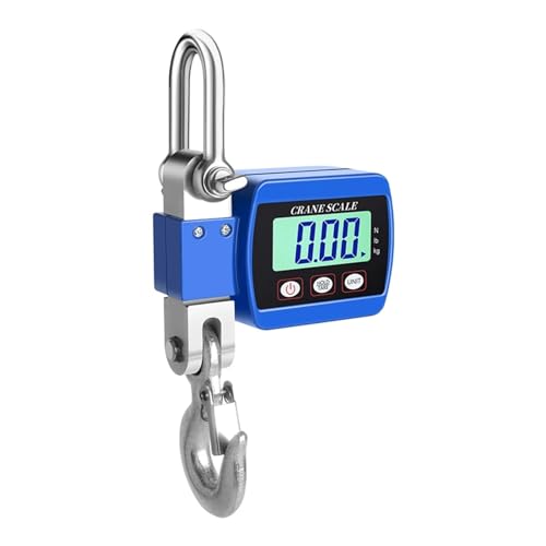 Industriekranwaage, Mini-Kranwaa, 0,05 kg bis 500 kg, präzise tragbare Hänwaa, LCD-Digital-Industrie-Hochleistungs-Hakenwaa aus legiertem Stahl,Messgeräte(Blue)