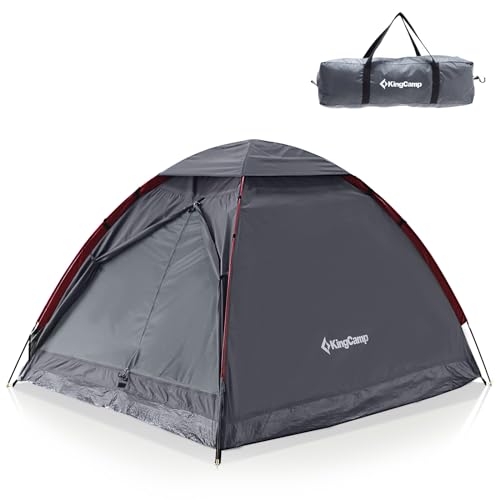 KingCamp Campingzelt MONDOME II 2 Personen Ultraleicht, wasserdicht PU2000MM & kompakt, geeignet zum Trekking & Camping, inkl. Rucksack - 2 Mann Zelt für den Outdoor-Einsatz.Grau