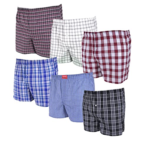 6 Stück Herren Boxershorts Gr. XXL Webboxer webboxershorts Boxer Loose Fit Weiter Boxershorts Boxershorts Gewebter Boxer Gestreift Karierter Boxershort billige Set Modischer Boxershort Karierter Boxer