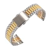 THBGTCNQ Armband 12 mm 14 mm 16 mm 18 mm 20 mm Edelstahlarmband dünne Kette 3-reihiges Ersatzarmband Armband mit Stift(Silver Gold,20mm)