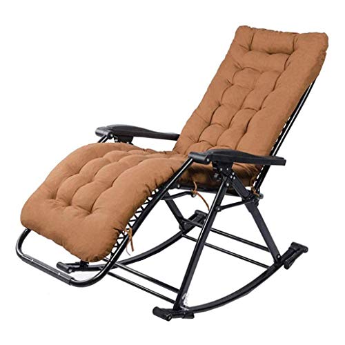 Zero Gravity Chair Liegestuhl Schaukelstuhl mit braunem gepolstertem Kissen für Erwachsene im Wohnzimmer, zusammenklappbar, leicht