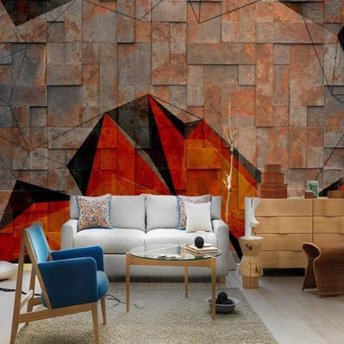 Abstrakte Geometrie Vintage Backsteinmauer 3D Tapete Poster Restaurant Schlafzimmer Wohnzimmer Sofa TV Dekorative Wand-400cm×280cm