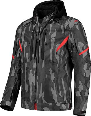 Rusty Stitches Motorradjacke Dylan Jacket black camo red wasserdichte Jacke, M