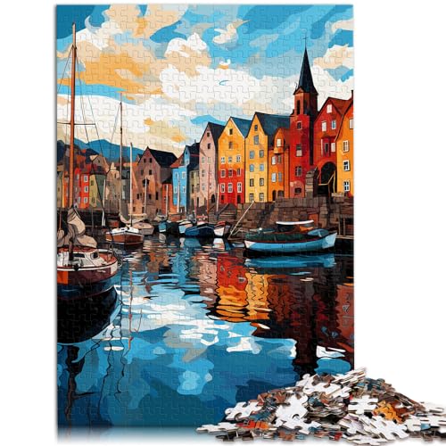 Puzzlespiele, farbenfroh, der Hafen von Bergen, 1000-teiliges Puzzle für Erwachsene, Holzpuzzle, ganze Familie, 1000 Teile (50 x 75 cm)