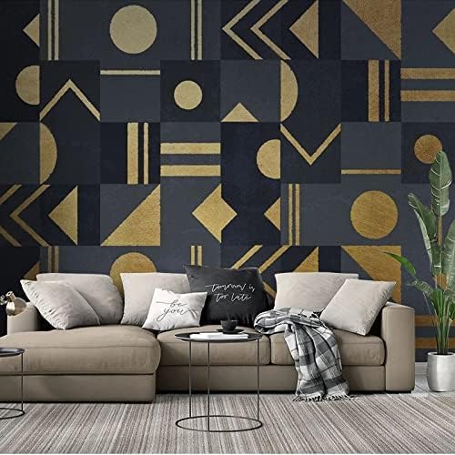 Abstrakte Geometrische Muster Gold Schwarz 3D Tapeten Wanddekoration Fototapete Sofas Wohnzimmer Wandbild Schlafzimmer-300cm×210cm