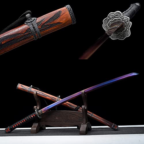 105cm Untoter Schnitt Katana,handgemachtes Sekiro Samurai Schwert mit Alter Mahagonischeide,scharfe Manganstahlklinge,für Kendo Iaido Cosplay Dekor sammeln