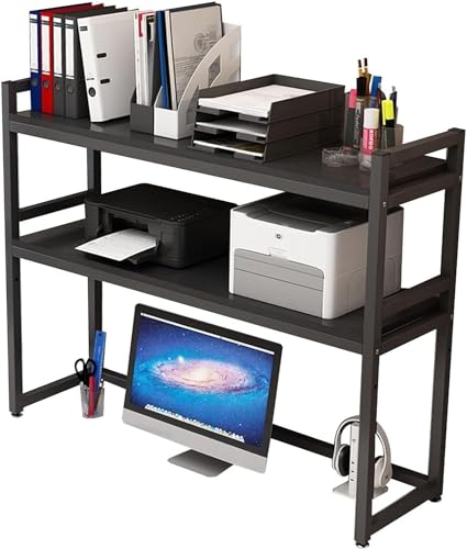 QYZUJIKL Desktop-Bücherregal Desktop-Bücherregal/Bücherschrank - 2-stufiges industrielles Computer-Schreibtisch-Desktop-Regal, verstellbares Schreibtisch-Bücherregal-Organizer-Rack