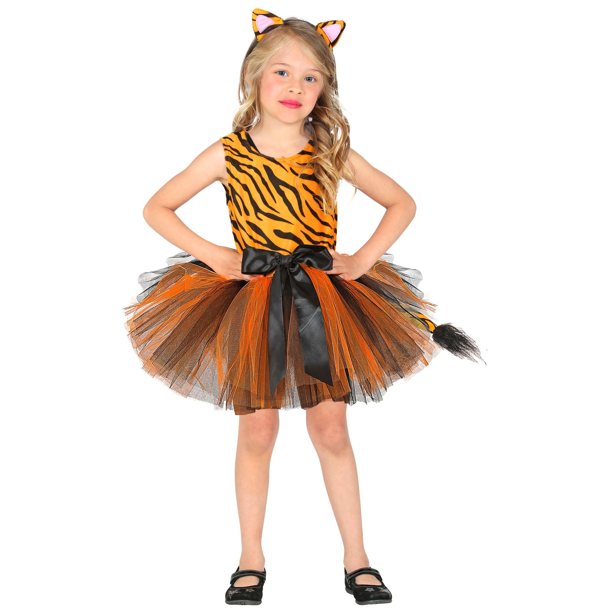 W WIDMANN MILANO Party Fashion - Kinderkostüm Tiger, Kleid mit Tutu, Wildkatze, Tierkostüm, Faschingskostüme