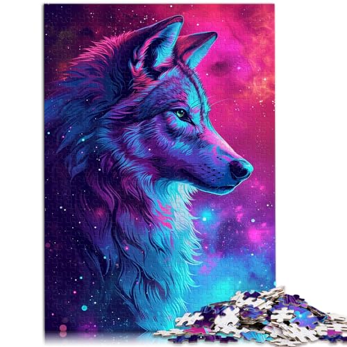 Puzzle für psychedelischen, farbenfrohen, exotischen Wolf, 1000 Teile, Puzzle für Erwachsene, Holzpuzzle, einzigartige Geburtstags, 1000 Teile (50 x 75 cm)