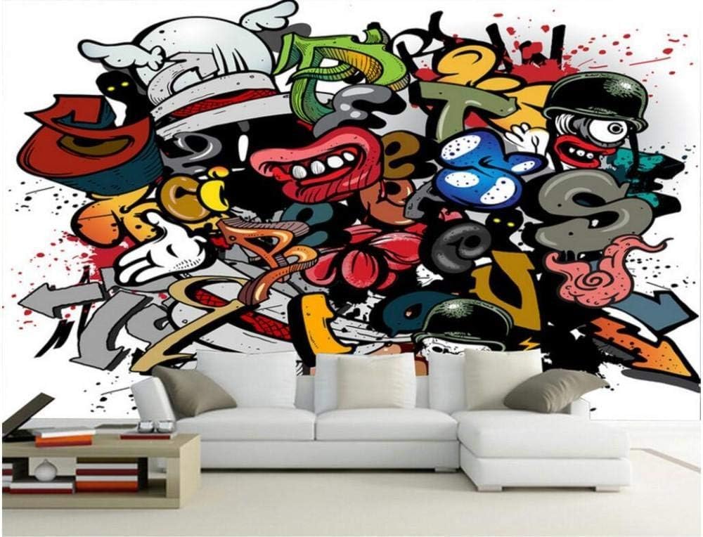 Graffiti Hip Hop Farbe 3D Tapete Poster Restaurant Schlafzimmer Wohnzimmer Sofa TV Dekorative Wand-300cm×210cm