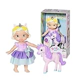 BABY born Storybook Prinzessin Bella, Prinzessinnen-Puppe mit Einhorn-Figur und Leuchtfunktion, 833810 Zapf Creation, Lila