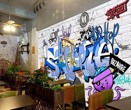 tyujlkjddlf Tapete Wandbild 3D Benutzerdefinierte Straßengraffiti-Bar Ktv-Hintergrundwand-350Cmx245Cm