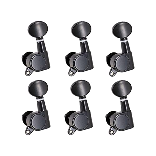 Gitarren Stimmwirbel Chrom-Gitarren-String-Tuning-Tuning-Tuning-Maschinen Maschinenkopf-Tuning-Tasten Oval-Taste (Color : Black 6 Left)