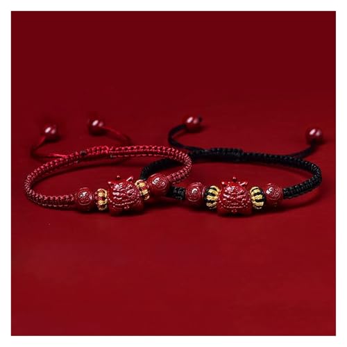 FFENFRYOU Feng Shui rotes Schnurarmband, rotes Glücksarmband Heilkristall-Reiki-Chakra-Armband for maximalen Glücks- und Geldreichtum, Damen und Herren(Wine red,Men's)