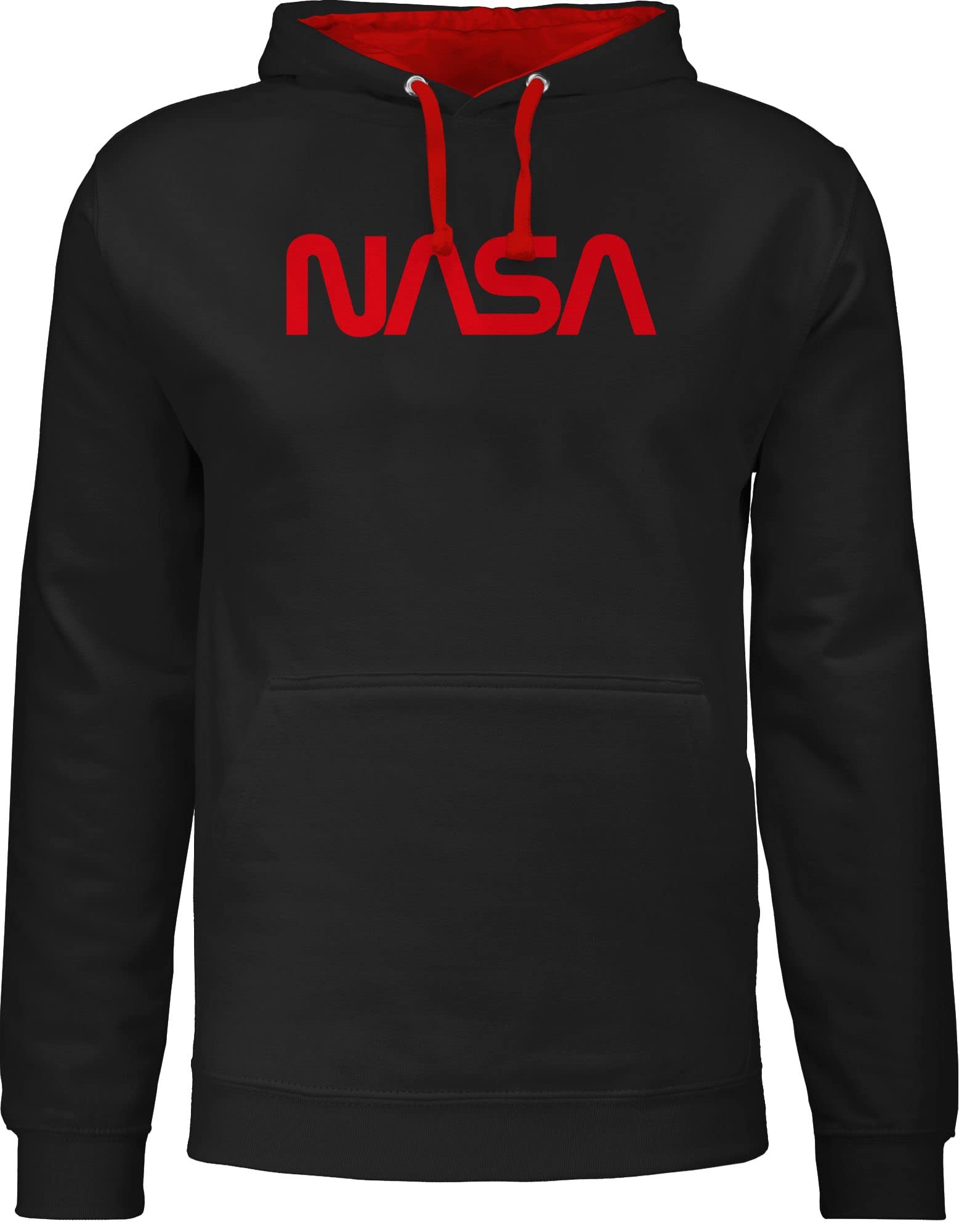 Pullover Herren Frauen Hoodie Kontrast zweifarbig - Nerd Geschenke - Nasa - Raumfahrt Astronaut Mondlandung Weltraum - S - Schwarz/Rot - huddi nerdgeschenk worm logo hoodies nerdige nerds & geeks