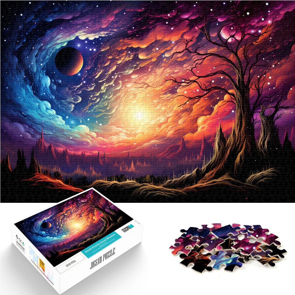 Puzzles zum Verschenken, Seltsame, farbenfrohe Landschaft, 1000-teiliges Puzzle für Erwachsene, Holzpuzzle zum Stressabbau, Urlaub zu Hause, Zeit totschlagen, 1000 Teile (50 x 75 cm)