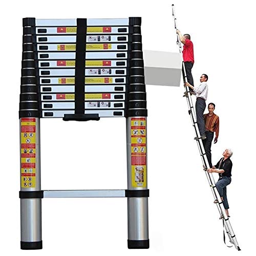 Teleskopleiter 1,4 M/2 M/2,6 M/2,9 M/3,2 M/3,8 M/4,1 M/4,4 M/4,6 M/5,0 M/5,4 M/5,8 M/6,2 M Auszieh-Teleskopleitern für Mehrzweck-Arbeit auf dem Dachboden und im Wohnmobil/Silber/5,8 M/19 Fuß Ambitious