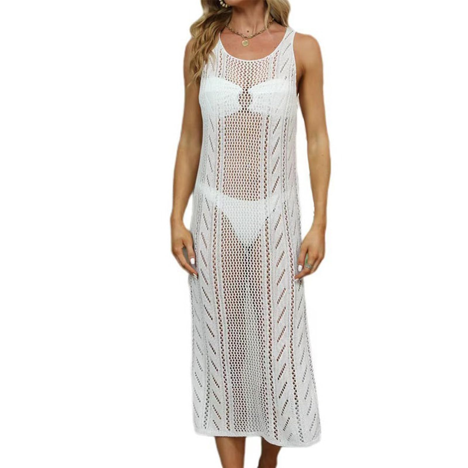 Zdprkqzvz Durchsichtiges Strandkleid Für Damen Ärmelloses Strandkleid Badeanzug Lockere Bikinis Strandmode