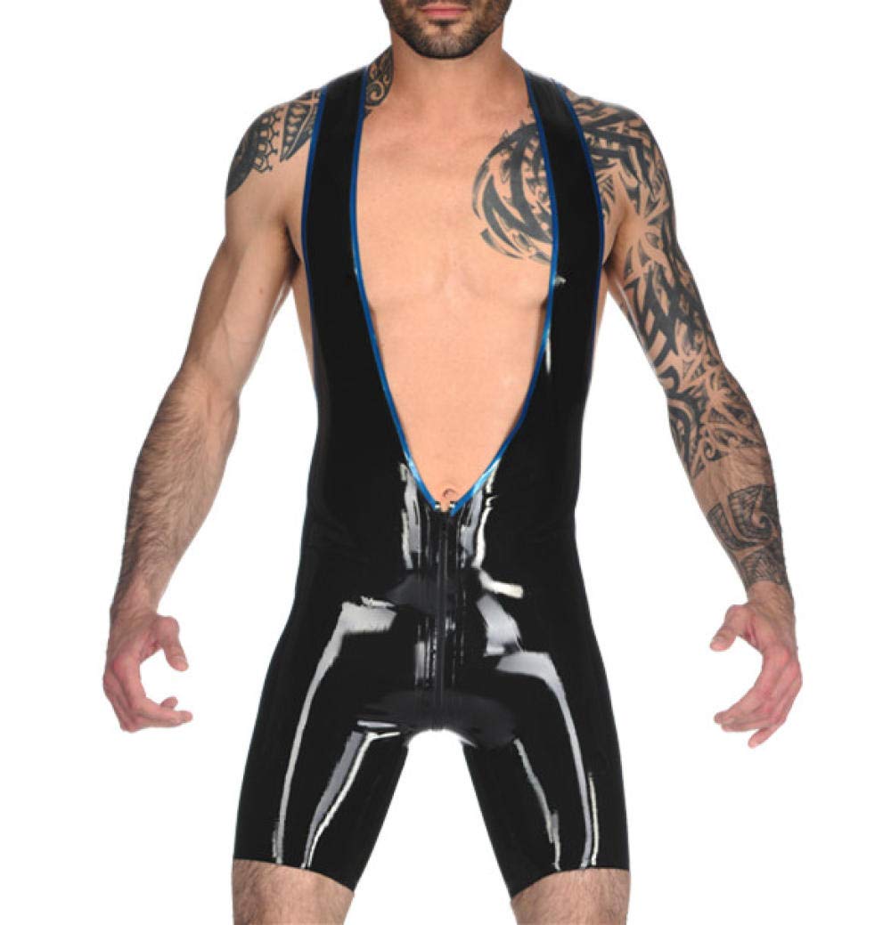 Lederunterwäsche für DamenLatex Trikot Sexy Herren Latex Kostüme Jumpsuit Rubber Wear-Gelb_XXS