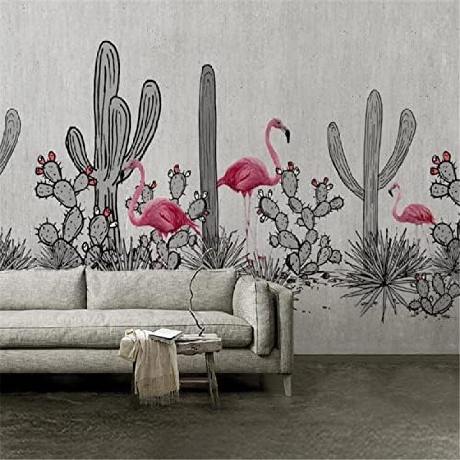 XLMING Handgemalter Flamingo 3D Tapete Wohnzimmer Sofa Schlafzimmer Esszimmer Home Dekoration Wand-350cm×256cm