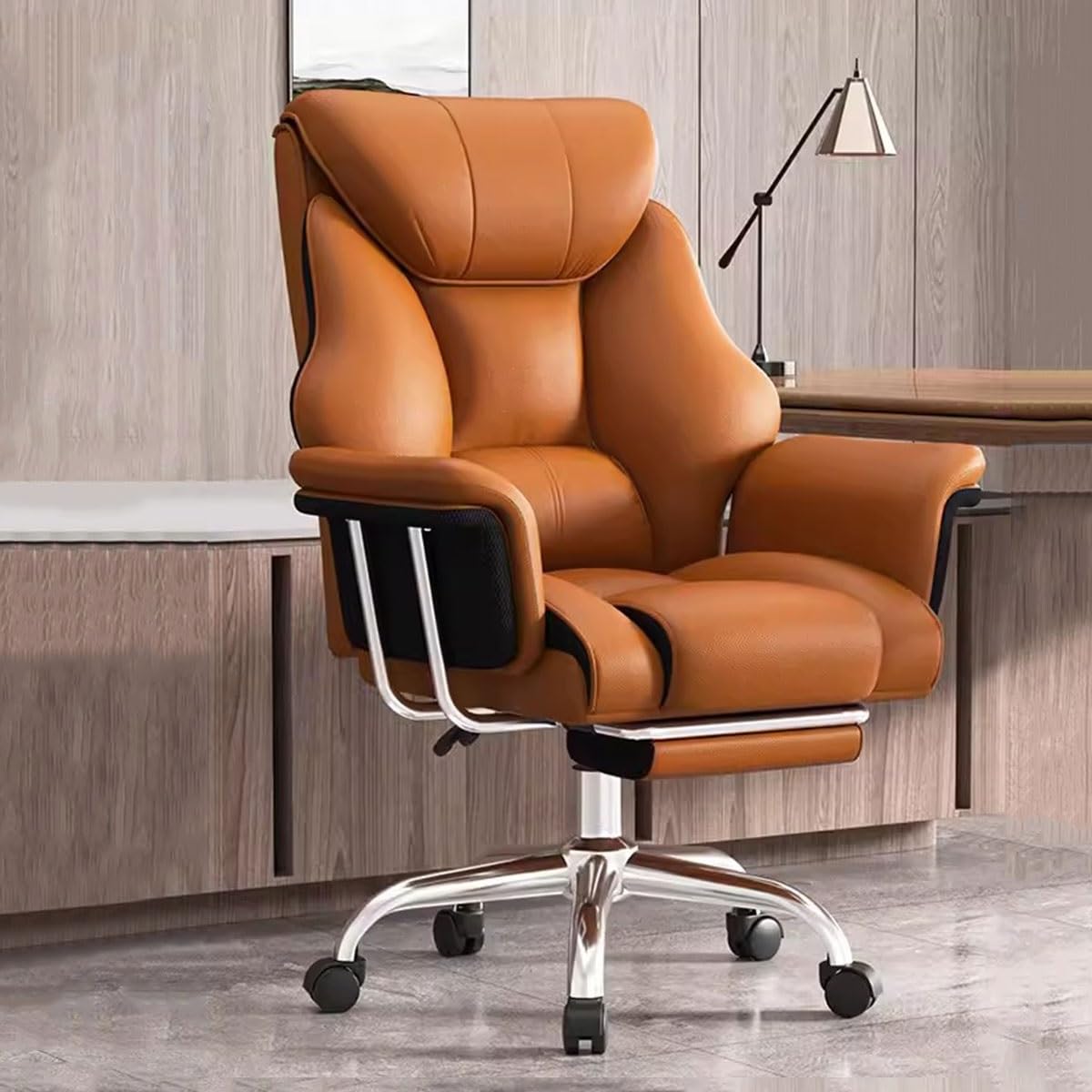 Boss Chair Big and Tall Bürostuhl Gonomic Chefsessel, Drehstuhl mit Rückenlehne, Computerstühle, Gaming-Luxus-Schreibtischstuhl aus Leder mit stabilisierenden Rollen Run forward