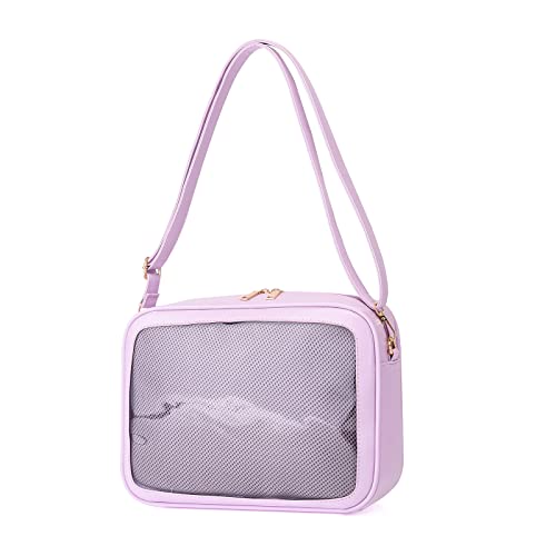 ohodhmnu Damen Tragetasche, Mädchen Schultertasche Frauen Transparente Tasche Teenager Crossbody Tasche Weibliche Handtasche Student Satchels Bag Ins, violett, Large