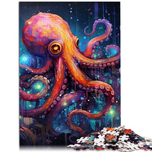 Puzzlespiele, Bunter Oktopus, 1000 Puzzleteile für Erwachsene, Holzpuzzlespiel, Spielzeug für die Familie, Puzzlegeschenk, ganze Familie (50 x 75 cm)