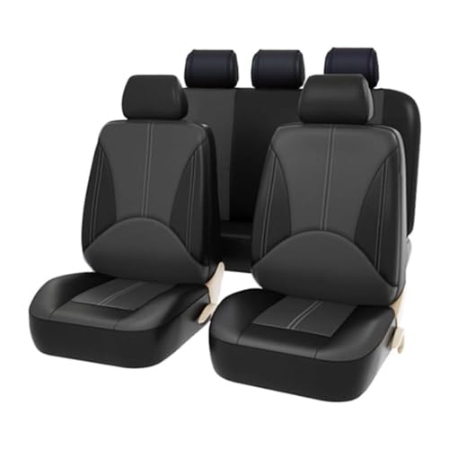 Ashild Auto Sitzbezüge Sets für Mitsubishi Space Star 2013-2022, PU Leder 5-Sitze Autositzbezug Vorder und Rücksitzbezüge Schonbezüge Sitzschoner Zubehör,B/Black Grey