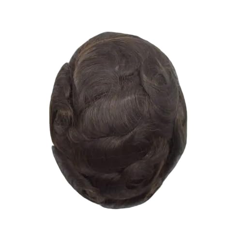 Männer Toupet 0,03 mm Untra dünne Haut Männerhaar-Toupet Männer Prothese Kapillare Remy Menschenhaar Natürliche Herrenperücken Protese Capilar Masculina Perücken Toupet Haar(Dark Brown)