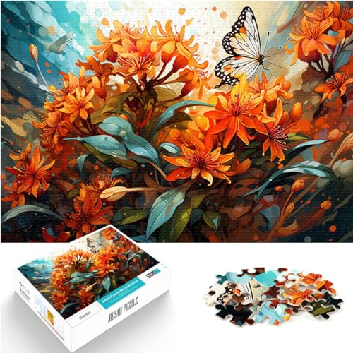 Puzzles für bunte Schmetterlingspflanzen, 1000-teiliges Puzzle für Erwachsene, Holzpuzzle, Wanddekoration, einzigartige Geburtstags, 1000 Stück (50 x 75 cm)