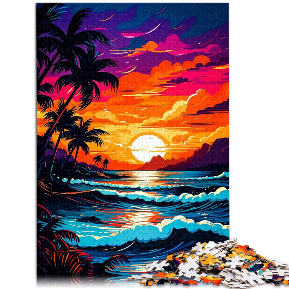 Puzzle | Puzzles Retro Beach Sunset Fun Puzzles für Erwachsene 1000-teiliges Holzpuzzle Familienaktivität Puzzles Lernspiele 1000 Teile (50 x 75 cm)