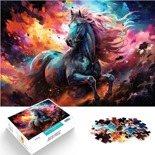 Puzzle mit 1000 Teilen, buntes Pferd, Puzzlespiel, Holzpuzzle, Spaß für Aktivitäten zu Hause, Geburtstagsgeschenk, Reisegeschenk, 1000 Teile (50 x 75 cm)