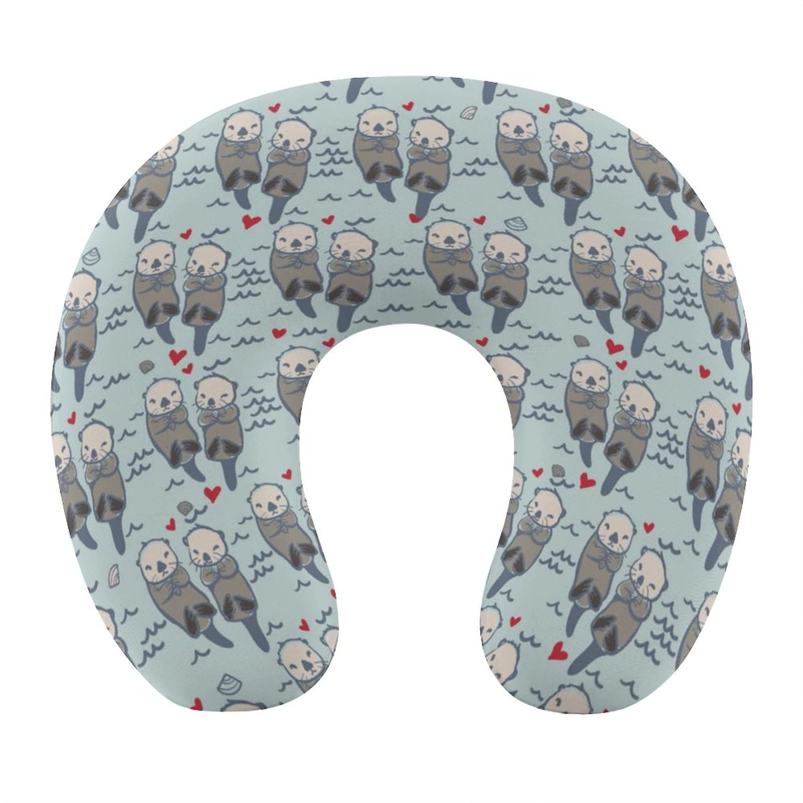 HABXNJF Memory Foam U Shaped Travel Neck Pillow Sea Otter in Love Travel Pillow Neck Pillow for Travel Car Office