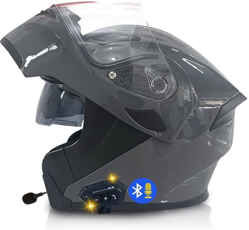 Klapphelm Motorradhelm,Bluetooth Integralhelm,Mit Doppelvisier, ECE Genehmigt,30m Bluetooth-Gegensprechanlage,Intelligente Geräuschunterdrückung,Wasserdicht,Ganzjährig Verfügbar