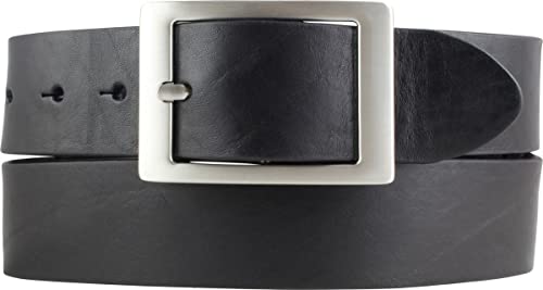 BELTINGER Jeansgürtel aus Vollrindleder 4 cm | Jeans-Gürtel für Damen Herren 40mm | Leder-Gürtel mit Doppel-Schließe | Schwarz 85cm