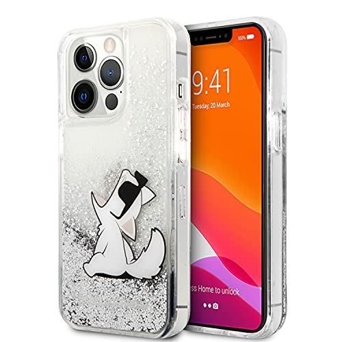 KARL LAGERFELD KLHCP13XGCFS Hülle für iPhone 13 Pro Max 6,7" Silber Liquid Glitter Choupette Fun