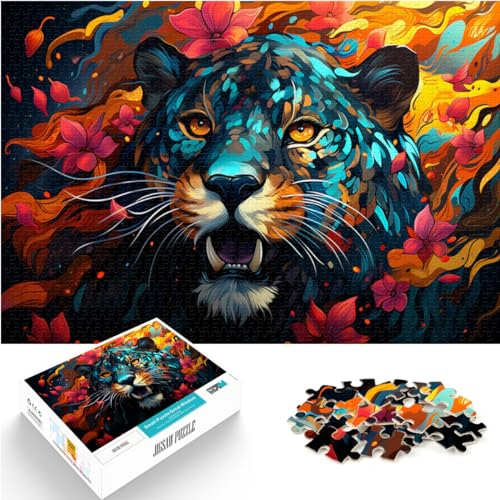 Puzzles, Geschenke, Spielzeug, farbenfrohes psychedelisches Leoparden-Kunstpuzzle mit 1000 Teilen für Erwachsene, Holzpuzzle, Künstlersammlung, bildende Kunst, 1000 Teile (50 x 75 cm)