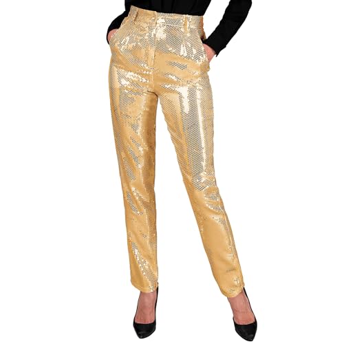 Widmann - Party Fashion Paillettenhose für Damen, Disco Fever, Schlagermove, Damenhose