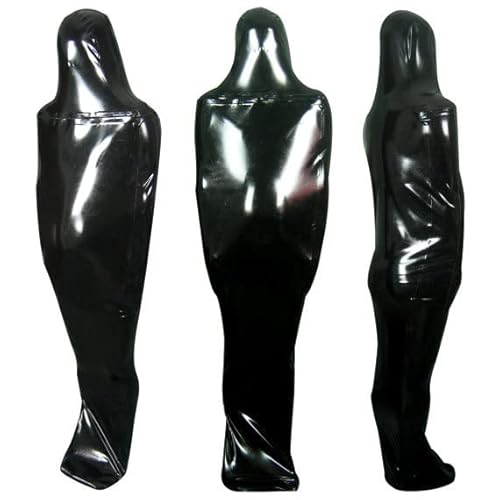 Schwarzer sexy Ganzkörper-Latex-Bodybag-Gummisack-Ganzkörper-Frontreißverschluss