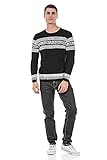 Cipo & Baxx Herren Strickpullover Streifen Muster Strick Rundhals Langarm Pullover CP243 Schwarz S