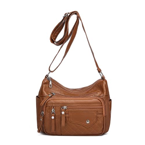 Meiliyizu 2024 Umhängetasche, vielseitige trendige Ledertasche, mehrere Fächer, Crossbody-Tasche für Damen, vielseitige modische Tasche